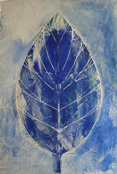 绘画 标题为“Feuille bleue” 由Marie-Laure Abboubi, 原创艺术品, 丙烯