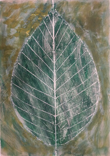Peinture intitulée "Feuille verte" par Marie-Laure Abboubi, Œuvre d'art originale, Pigments