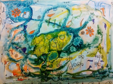 Painting titled "Gratitude 6" by Marie-Laure Leymonie, Original Artwork, Watercolor