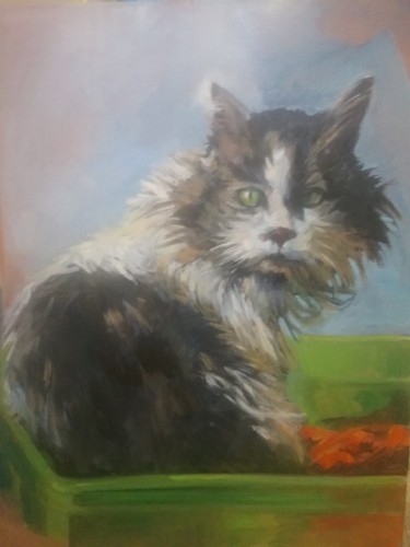 Peinture intitulée "Monsieur le chat" par Marieline Gerard, Œuvre d'art originale