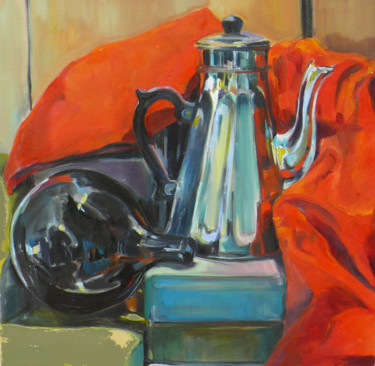 Painting titled "cafetiere" by Marieline Gerard, Original Artwork, Oil