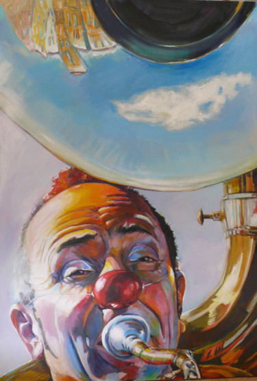 Painting titled "clown (rire médecin)" by Marieline Gerard, Original Artwork, Acrylic