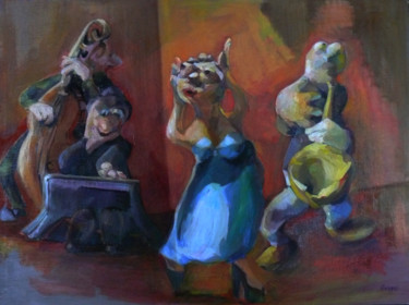 Malarstwo zatytułowany „ça d'jazz” autorstwa Marieline Gerard, Oryginalna praca, Olej