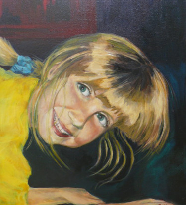 Schilderij getiteld "blondinette" door Marieline Gerard, Origineel Kunstwerk, Olie