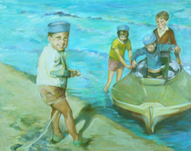 Painting titled "plage" by Marieline Gerard, Original Artwork