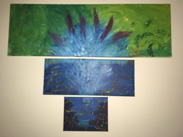 Peinture intitulée "Triptyque" par Constella, Œuvre d'art originale, Acrylique Monté sur Châssis en bois