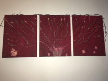 Peinture intitulée "Triptyque rouge" par Constella, Œuvre d'art originale, Acrylique Monté sur Châssis en bois