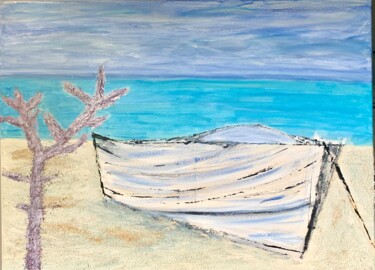 Painting titled "A la plage" by Marielle Lebahann, Original Artwork, Acrylic
