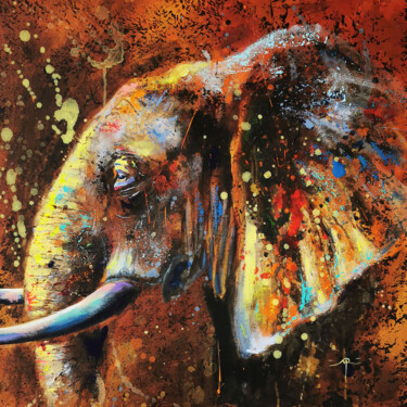Peinture intitulée "L'éléphant libre" par Marielle Ritlewski, Œuvre d'art originale, Acrylique