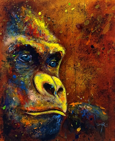 Картина под названием "Gorille 4" - Marielle Ritlewski, Подлинное произведение искусства, Акрил