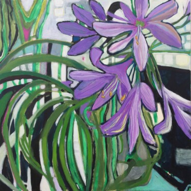 Agapanthe, lumière naturelle Peinture intitulée "Agapanthe, lumière…" par Marielle Robichaud, Œuvre d'art originale, Acrylique