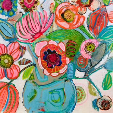 Peinture intitulée "Joyeux bouquet" par Marielle Robichaud, Œuvre d'art originale, Acrylique