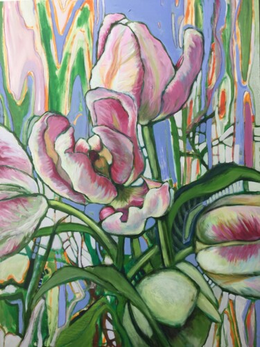 Peinture intitulée "Les tulipes de mon…" par Marielle Robichaud, Œuvre d'art originale, Acrylique