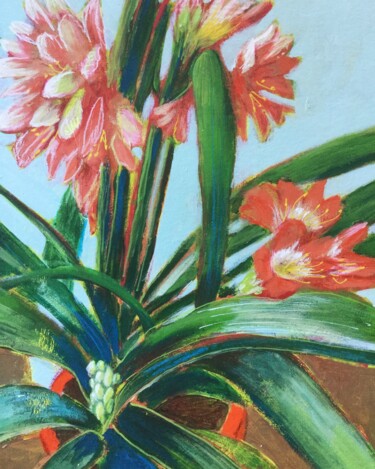 Painting titled "Clivia de mars" by Marielle Robichaud, Original Artwork, Acrylic