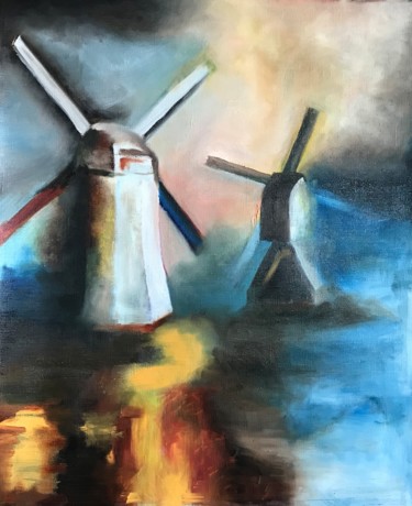 Schilderij getiteld "Mills" door Mariëlle Van Woudenberg, Origineel Kunstwerk, Olie