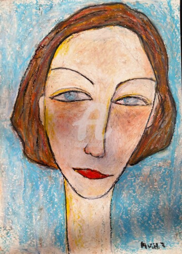 图画 标题为“Portrait Pastel à l…” 由Yèle Art', 原创艺术品, 粉彩