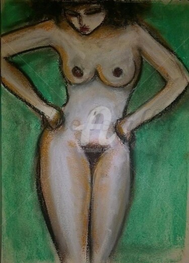 Dessin intitulée "nu au pastel 7" par Yèle Art', Œuvre d'art originale, Pastel