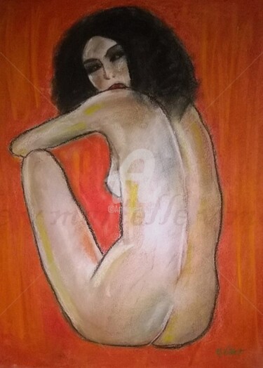 Dessin intitulée "nu au pastel 10" par Yèle Art', Œuvre d'art originale