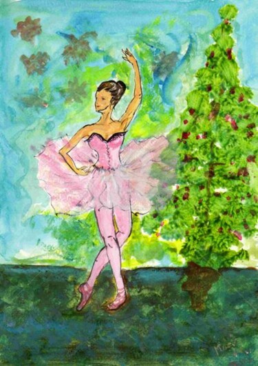 Painting titled "The Dance of the Su…" by Marie Loh, Original Artwork, Watercolor