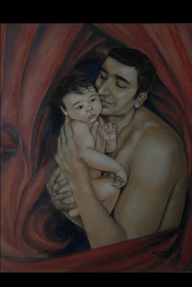 Peinture intitulée "Un pere et son fils" par Marielor, Œuvre d'art originale
