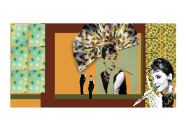 Peinture intitulée "Audrey Hepburn" par Mariem Zahra Chaouch, Œuvre d'art originale, Photo montage
