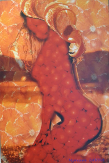 Painting titled "Femme orange 2" by Mariem Zahra Chaouch, Original Artwork, 2D Digital Work