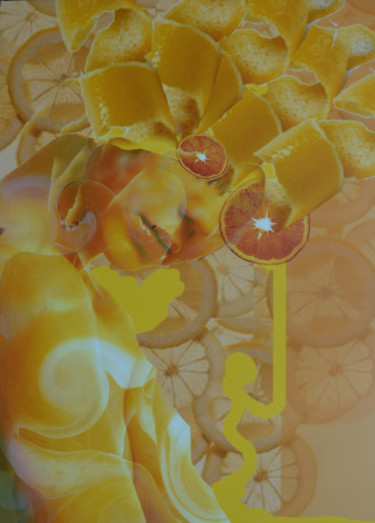 Painting titled "Femme-citron" by Mariem Zahra Chaouch, Original Artwork, 2D Digital Work