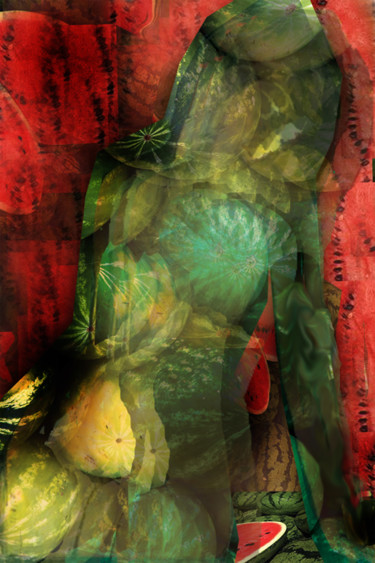 Peinture intitulée "Femme-pastèque 1" par Mariem Zahra Chaouch, Œuvre d'art originale, Travail numérique 2D