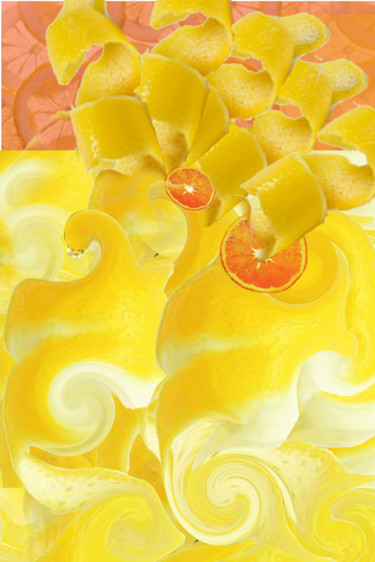 Peinture intitulée "Femme citron 3" par Mariem Zahra Chaouch, Œuvre d'art originale, Photo montage
