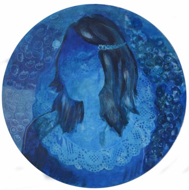 Macaron, bleu de myrtille Peinture intitulée "Macaron, bleu de my…" par Mariem Zahra Chaouch, Œuvre d'art originale, Acrylique