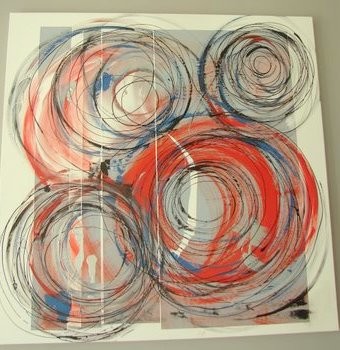 Painting titled "TOURBILLONS orange…" by Marie-Martine Choby, Original Artwork
