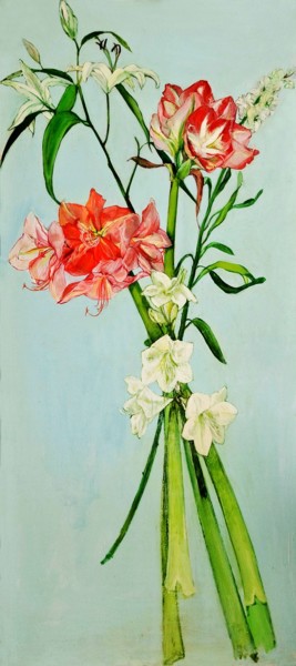 Painting titled "bouquet (75x170)" by Marie Mathieu, Original Artwork, Oil