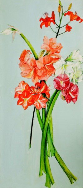 Peinture intitulée "Grandes fleurs (75x…" par Marie Mathieu, Œuvre d'art originale, Huile