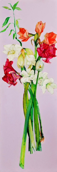Painting titled "Grandes fleurs (75x…" by Marie Mathieu, Original Artwork, Oil