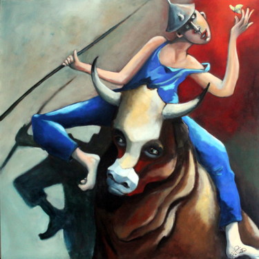 Malerei mit dem Titel "Don qui Choc" von Marie-Noëlle Lapouge, Original-Kunstwerk, Acryl