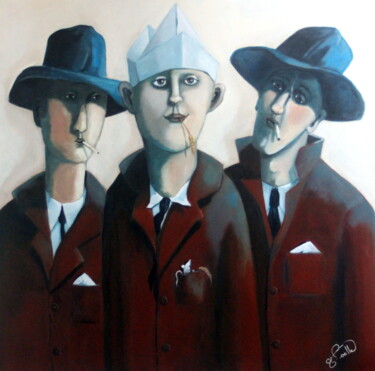 Painting titled "La bande des trois" by Marie-Noëlle Lapouge, Original Artwork, Acrylic