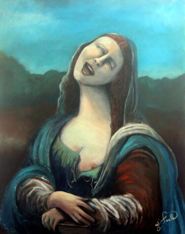 Painting titled "La Joconnerie" by Marie-Noëlle Lapouge, Original Artwork, Acrylic