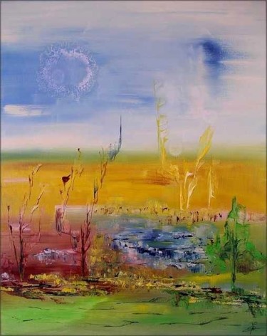 Painting titled "Horizon léger" by Marie-Noëlle Daubanay, Original Artwork, Oil