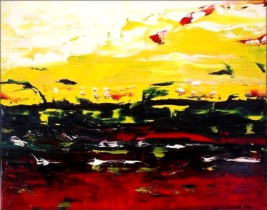 Painting titled "Horizon pétillant" by Marie-Noëlle Daubanay, Original Artwork, Oil