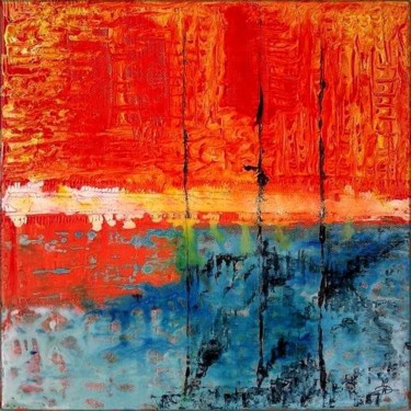 Peinture intitulée "Horizon rouge" par Marie-Noëlle Daubanay, Œuvre d'art originale, Huile