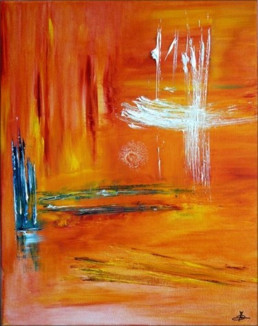 Painting titled "D'une rive à l'autre" by Marie-Noëlle Daubanay, Original Artwork, Oil