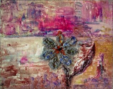 Painting titled "Fleur de colère" by Marie-Noëlle Daubanay, Original Artwork, Oil