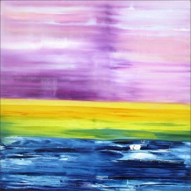 Peinture intitulée "Horizon améthyste" par Marie-Noëlle Daubanay, Œuvre d'art originale, Huile