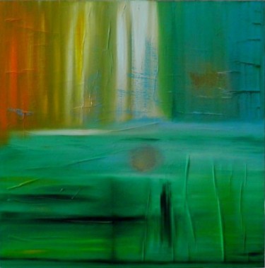 Peinture intitulée "Cascade verte" par Marie-Noëlle Daubanay, Œuvre d'art originale, Huile