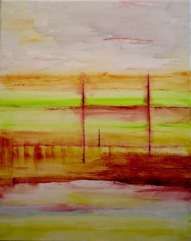 Peinture intitulée "Horizon léger 2" par Marie-Noëlle Daubanay, Œuvre d'art originale, Huile