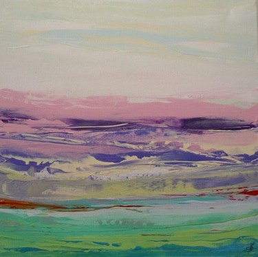 Painting titled "Horizon rose 2" by Marie-Noëlle Daubanay, Original Artwork, Oil