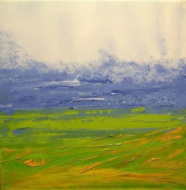 Peinture intitulée "Horizon aventurine" par Marie-Noëlle Daubanay, Œuvre d'art originale, Huile