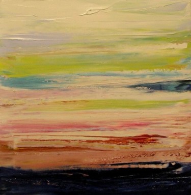 Peinture intitulée "Horizon multicolore" par Marie-Noëlle Daubanay, Œuvre d'art originale, Huile