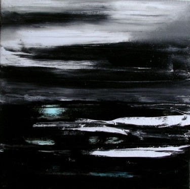 Peinture intitulée "Horizon onyx noir" par Marie-Noëlle Daubanay, Œuvre d'art originale, Huile