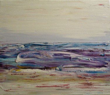 Peinture intitulée "Horizon vague bleue" par Marie-Noëlle Daubanay, Œuvre d'art originale, Huile
